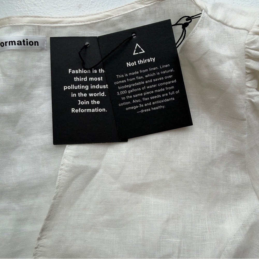 Reformation Tallulah White 100% Linen Button Up Front Top Large NWT - Picture 5 of 12